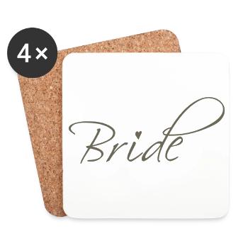 Bride für Braut und Junggesellinnenabschied JGA - Untersetzer (4er-Set) - Weiß - Vorne