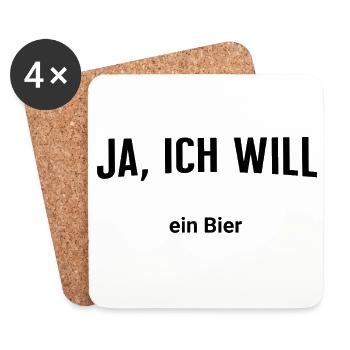 Ja, ich will - Ein Bier - Untersetzer (4er-Set) - Weiß - Vorne