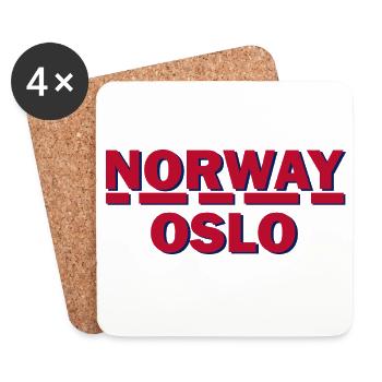 Norvège Oslo Typographie rétro - Dessous de verre (lot de 4) - blanc - Devant