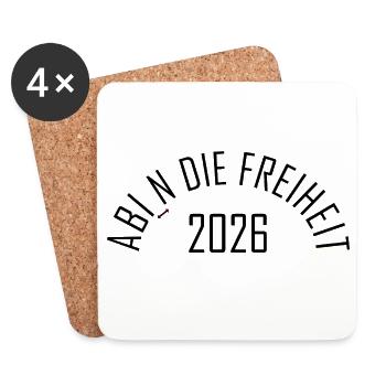 ABI: Ab in die Freiheit 2026 - Untersetzer (4er-Set) - Weiß - Vorne