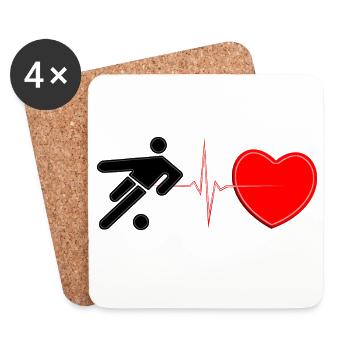 Soccer Heartbeat Lifeline – Football Passion Art - Dessous de verre (lot de 4) - blanc - Devant