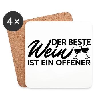 Der Beste Wein Offener Spruch Shirt - Untersetzer (4er-Set) - Weiß - Vorne
