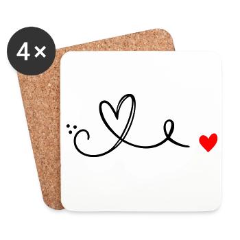 Herz Schnoerkel Line - Coasters (set of 4) - white - Front