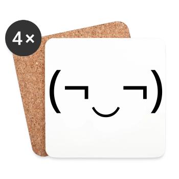 Mischievous emoticon (¬‿¬) naughty grin - Coasters (set of 4) - white - Front