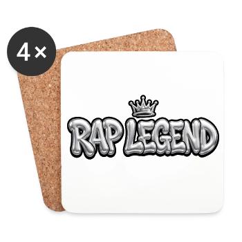 RAP LEGEND - Style 3D Bubble Chrome avec couronne - Dessous de verre (lot de 4) - blanc - Devant