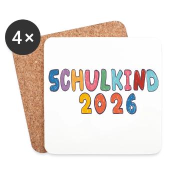 Schulkind 2026  - Untersetzer (4er-Set) - Weiß - Vorne