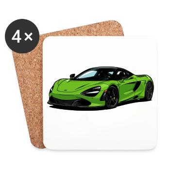 Limettengrünes Supercar–Illust - Untersetzer (4er-Set) - Weiß - Vorne