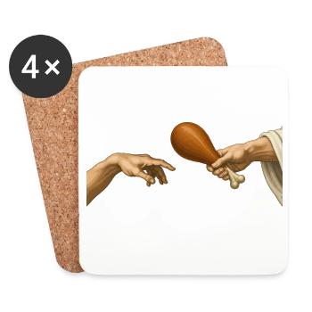 Truthahn – Die Schöpfung – Lustiges Thanksgiving - Untersetzer (4er-Set) - Weiß - Vorne