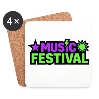 Graphique de lettrage pour festivals de musique - Dessous de verre (lot de 4) - blanc - Devant
