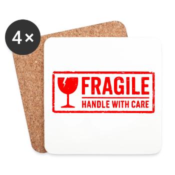 Fragile Handle with Care Versandmarkenvektor - Untersetzer (4er-Set) - Weiß - Vorne