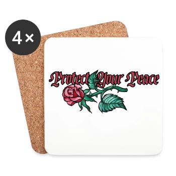 Protect Your Peace: Rose Floral - Coasters (set of 4) - white - Front