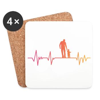 Vater und Sohn Herzschlag Geschenk Vater Sohn - Untersetzer (4er-Set) - Weiß - Vorne
