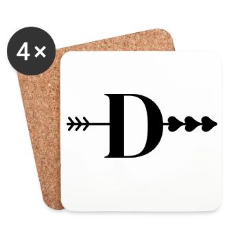 Lettre d flèche cœur  - Dessous de verre (lot de 4) - blanc - Devant