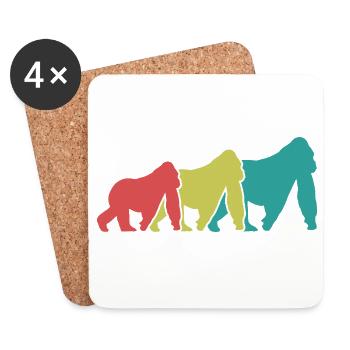 Silhouettes des Trois Singes Rétro - Dessous de verre (lot de 4) - blanc - Devant