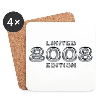 2008 Jahrgang Geburtstag Vintage Retro Geschenk - Untersetzer (4er-Set) - Weiß - Vorne