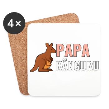 Papa Känguru – Geschenkshirt für neue Väter - Untersetzer (4er-Set) - Weiß - Vorne