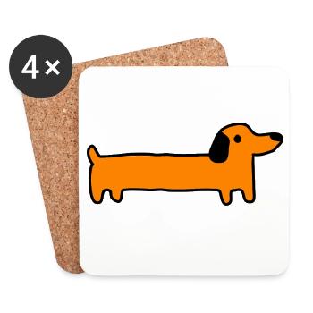 Dackel Hund Geschenk - Untersetzer (4er-Set) - Weiß - Vorne