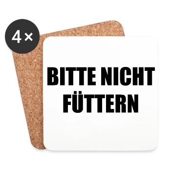 Bitte nicht Füttern Spruch - Untersetzer (4er-Set) - Weiß - Vorne