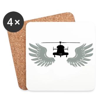 Helikopter mit Flügeln - Untersetzer (4er-Set) - Weiß - Vorne