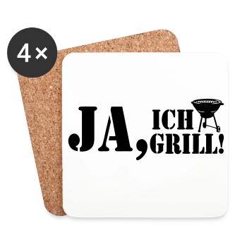 Grillkönig, Grillen, BBQ, Ja ich Grill (25) - Untersetzer (4er-Set) - Weiß - Vorne