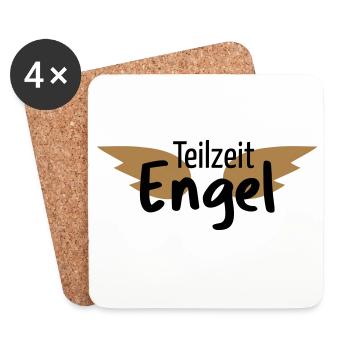 Engel Teilzeitengel Flügel Held Heldin Geschenk - Untersetzer (4er-Set) - Weiß - Vorne