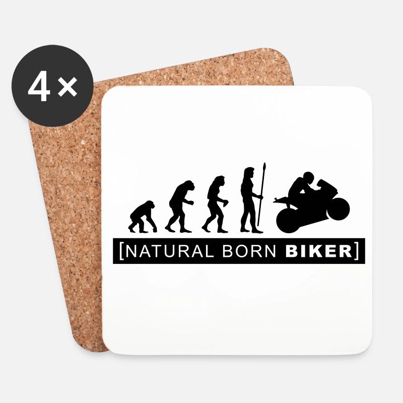 natural born biker - Coasters (set of 4) - white