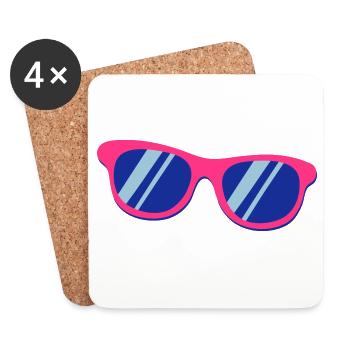 Pink Blaue Sonnenbrille Pop Art Retro - Untersetzer (4er-Set) - Weiß - Vorne