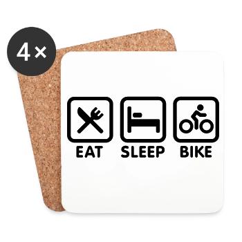 Eat sleep bike - Coasters (set of 4) - white - Front