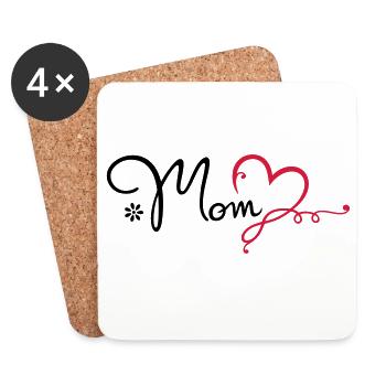 Love Mom Gift Mother's Day Mom - Coasters (set of 4) - white - Front