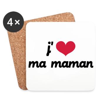 J'aime ma Maman - Dessous de verre (lot de 4) - blanc - Devant