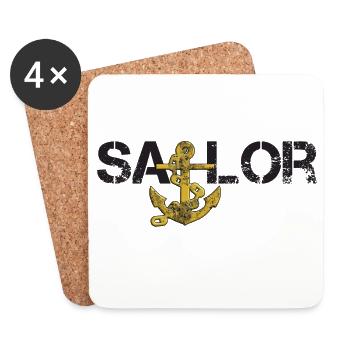 Sailor Anker noir - Dessous de verre (lot de 4) - blanc - Devant