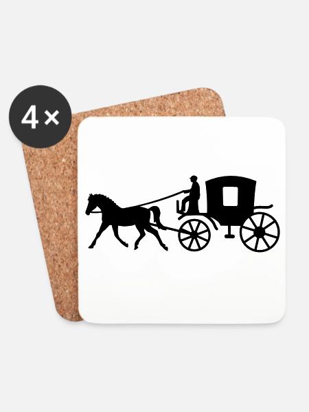 kutsche kutscher pferd - Untersetzer (4er-Set) - Weiß