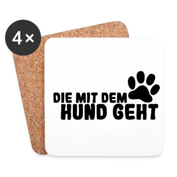 Die mit dem Hund geht - Untersetzer (4er-Set) - Weiß - Vorne