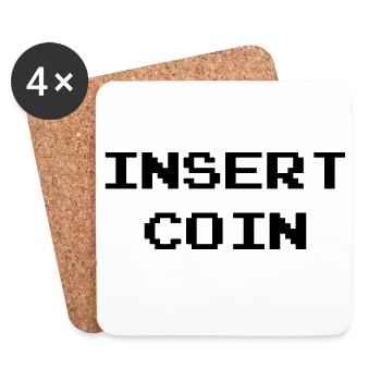 Insert Coin / Geek / Gaming / Gamer / Gamer / Game - Dessous de verre (lot de 4) - blanc - Devant