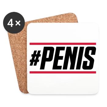 penis hashtag - Coasters (set of 4) - white - Front