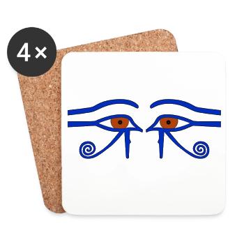 Amulette de protection. Aussi : Œil d’Horus. L'« Œil Saint » - Dessous de verre (lot de 4) - blanc - Devant