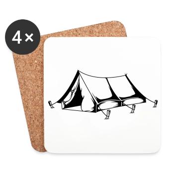 zelt camping symbol zelten natur - Untersetzer (4er-Set) - Weiß - Vorne