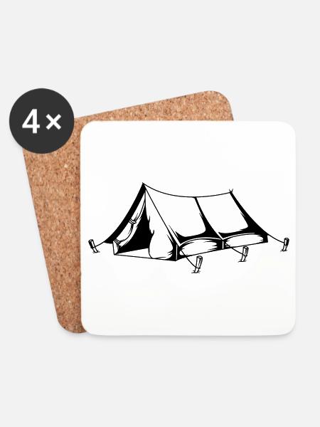 tent camping symbol tents nature - Coasters (set of 4) - white