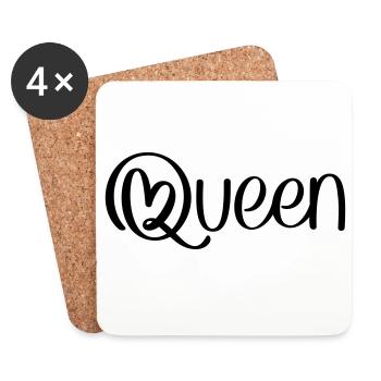 Queen avec cœur - Dessous de verre (lot de 4) - blanc - Devant
