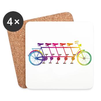 colorful tandem bike for five people - Coasters (set of 4) - white - Front