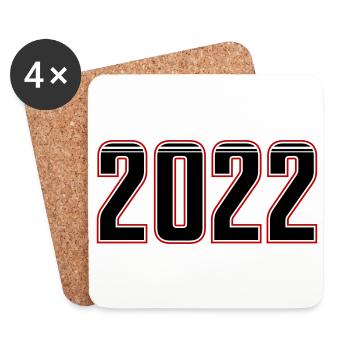 2022 année - Dessous de verre (lot de 4) - blanc - Devant
