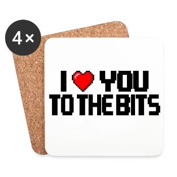 I love you to the bits - Coasters (set of 4) - white - Front