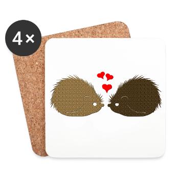 tiermotive valentinstag, Süßes Igelpaar - Untersetzer (4er-Set) - Weiß - Vorne
