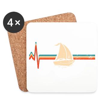 Voilier Marin Voilier Heartbeat Vintage Retro - Dessous de verre (lot de 4) - blanc - Devant