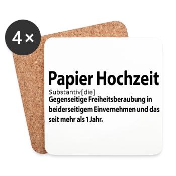 Papierhochzeit erster Hochzeitstag 1 jahr Ehe frau - Untersetzer (4er-Set) - Weiß - Vorne