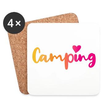 Camping Verlauf Herz pink Quote Fan Camper Outdoor - Untersetzer (4er-Set) - Weiß - Vorne