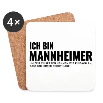 Mannheim Humor Spruch Design - Untersetzer (4er-Set) - Weiß - Vorne