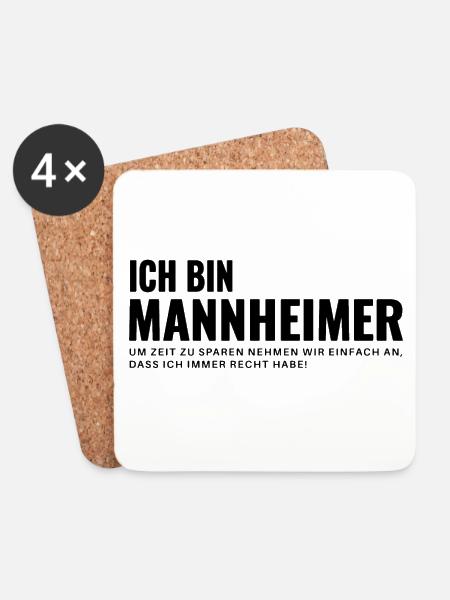 Mannheim Humor Spruch Design - Untersetzer (4er-Set) - Weiß