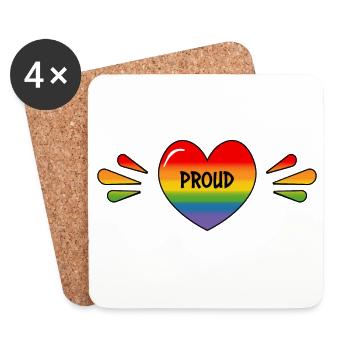 Rainbow LGBT Proud Heart - Coasters (set of 4) - white - Front