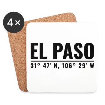 El Paso Vintage Koordinaten Shirt - Untersetzer (4er-Set) - Weiß - Vorne
